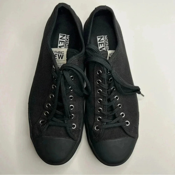 Nothing New Shoes - Nothing New Sneakers Classic Low Top Shoe Black Canvas Womens 9
